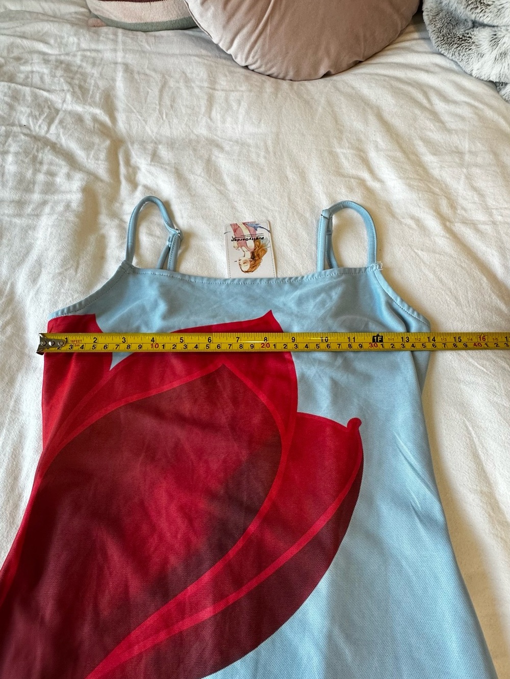 PrettyGarden Blue Red Floral Mesh Bodycon Midi Dress NWT Size M - Picture 8 of 10
